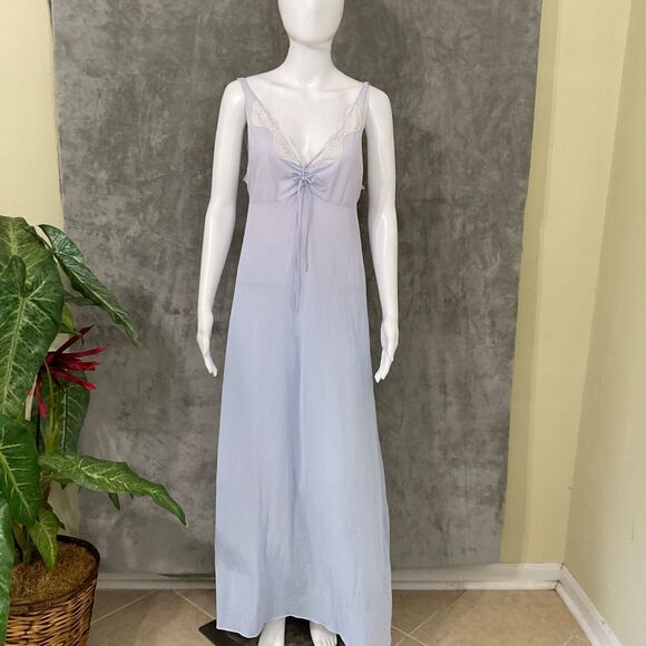 Vtg 60's Made in California Maxi Full Length Nightgown Lacey Night Slip Dress M - Picture 1 of 12